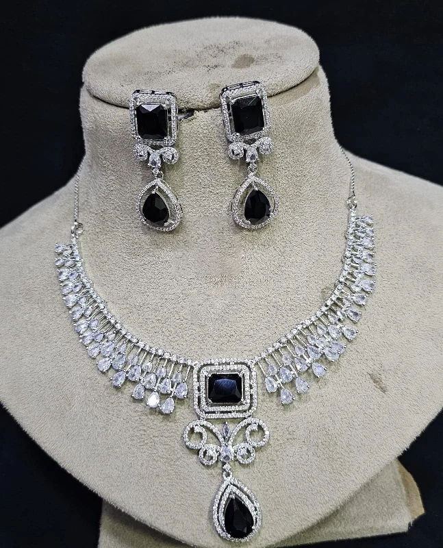 Elegant CZ Jewelry Set with American Diamond AD Necklace for Bridal and Pakistani Wedding Looks