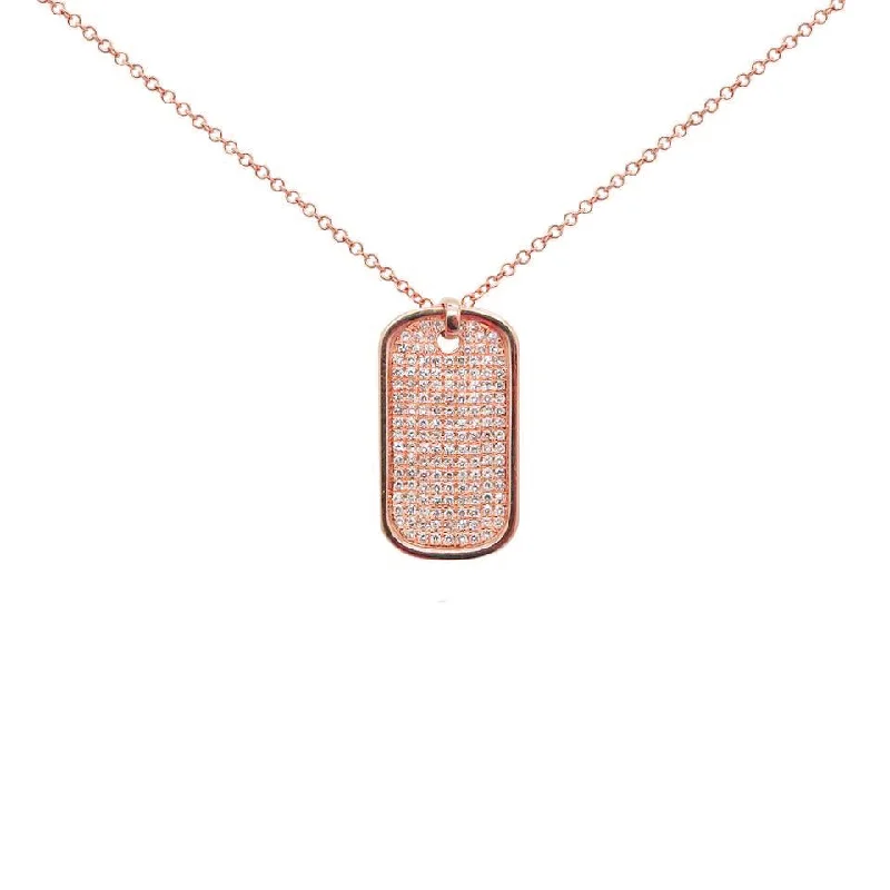 14K GOLD DIAMOND CORY DOG TAG NECKLACE