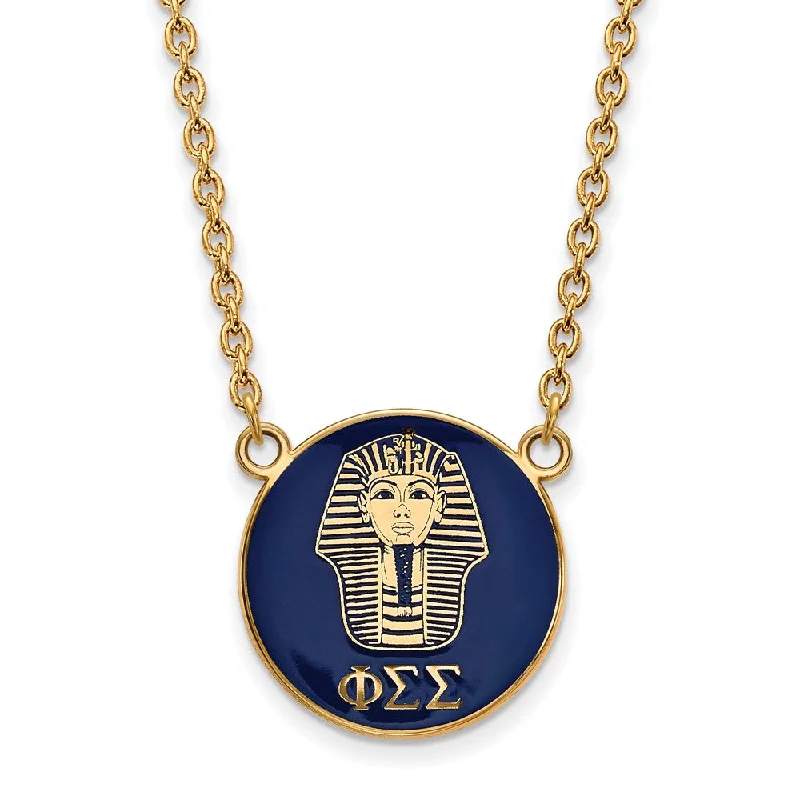 14K Plated Silver Phi Sigma Sigma Large Enamel Logo Necklace