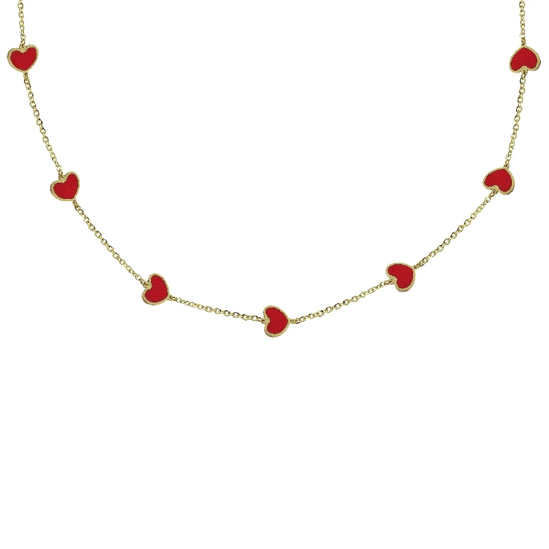 14K GOLD RED MEGAN HEART NECKLACE