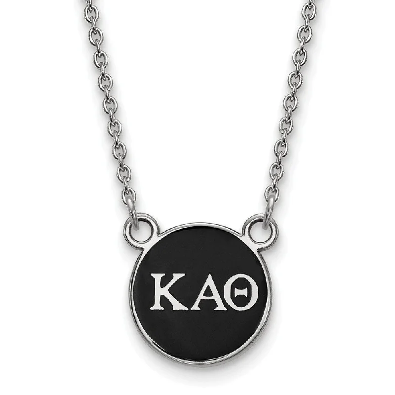 Sterling Silver Kappa Alpha Theta Small Black Enamel Greek Necklace