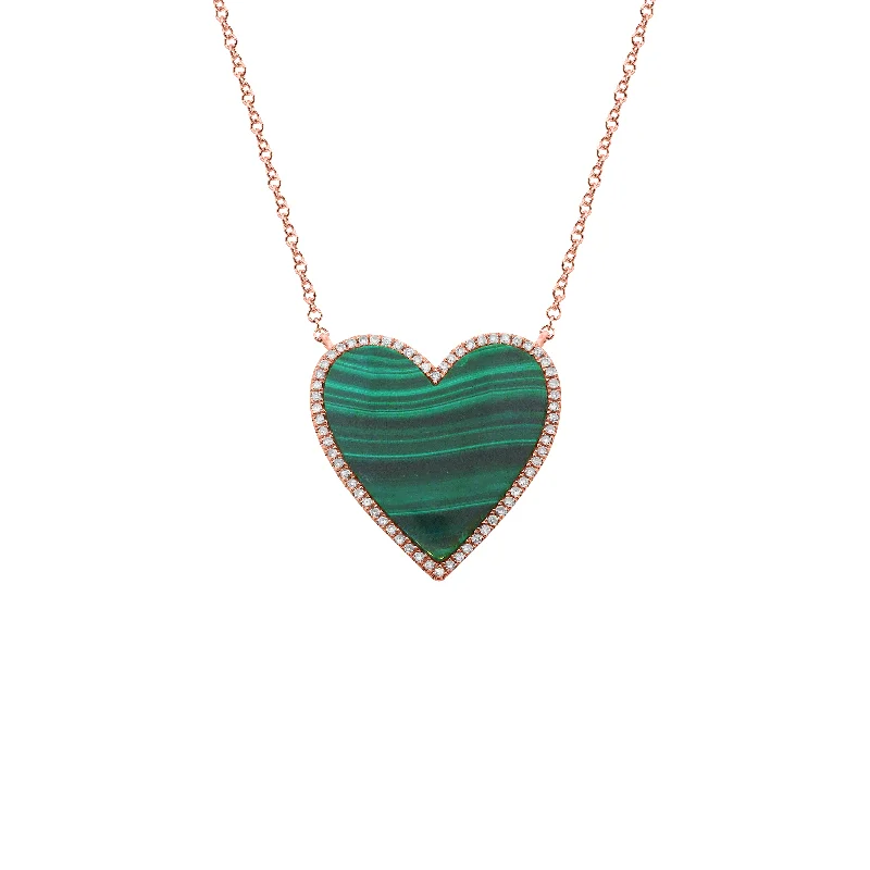 14K GOLD DIAMOND MALACHITE LARGE HAILEY NECKLACE