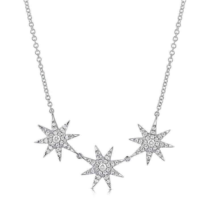 14K GOLD DIAMOND JASMINE STARBURST NECKLACE