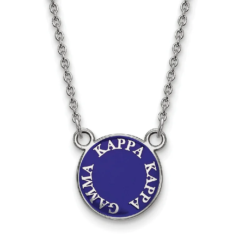 Sterling Silver Kappa Kappa Gamma Small Enamel Disc Necklace