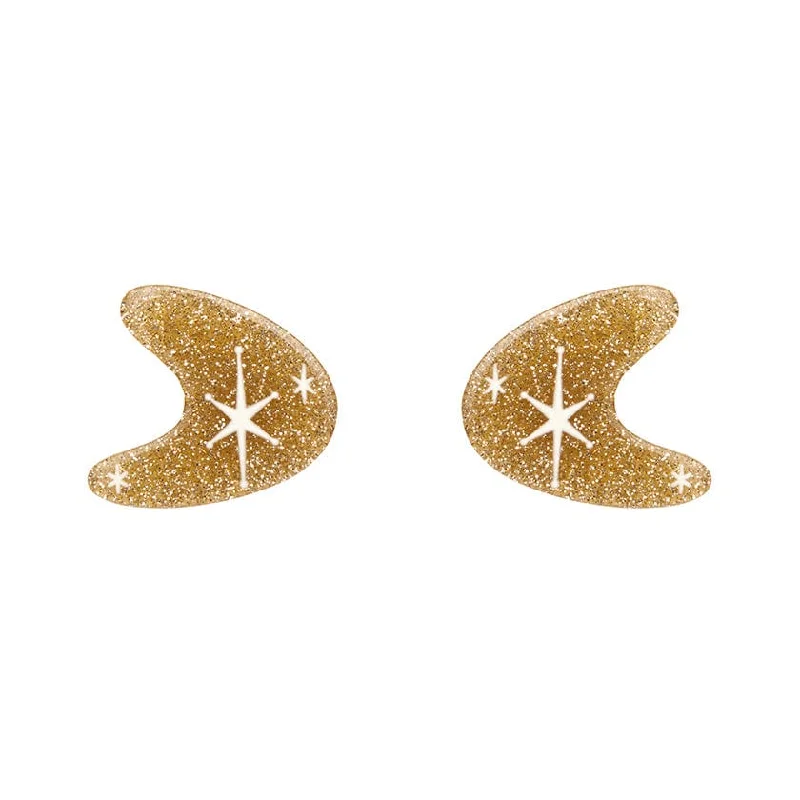 Erstwilder - Atomic Boomerang Glitter Stud Earrings - Gold