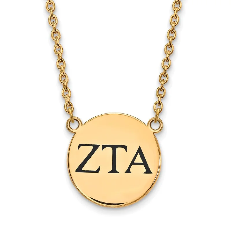 14K Plated Silver Zeta Tau Alpha Large Enamel Greek Letters Necklace