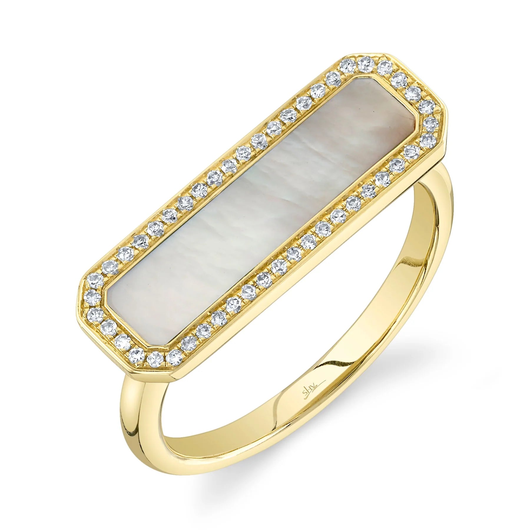 14K GOLD DIAMOND MOTHER OF PEARL DANI RING