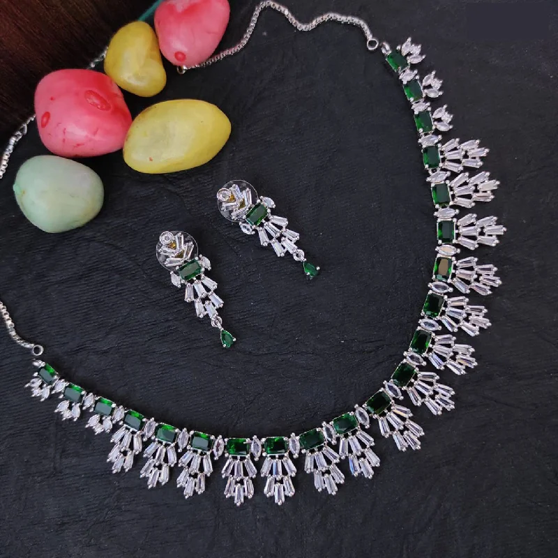 American Diamond CZ Necklace Set for Bridal Indian Wedding Pakistani Jewelry with AD Choker