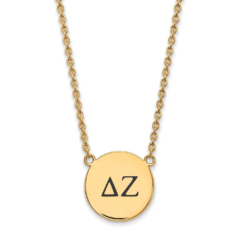 14K Plated Silver Delta Zeta Large Enamel Greek Letters Necklace