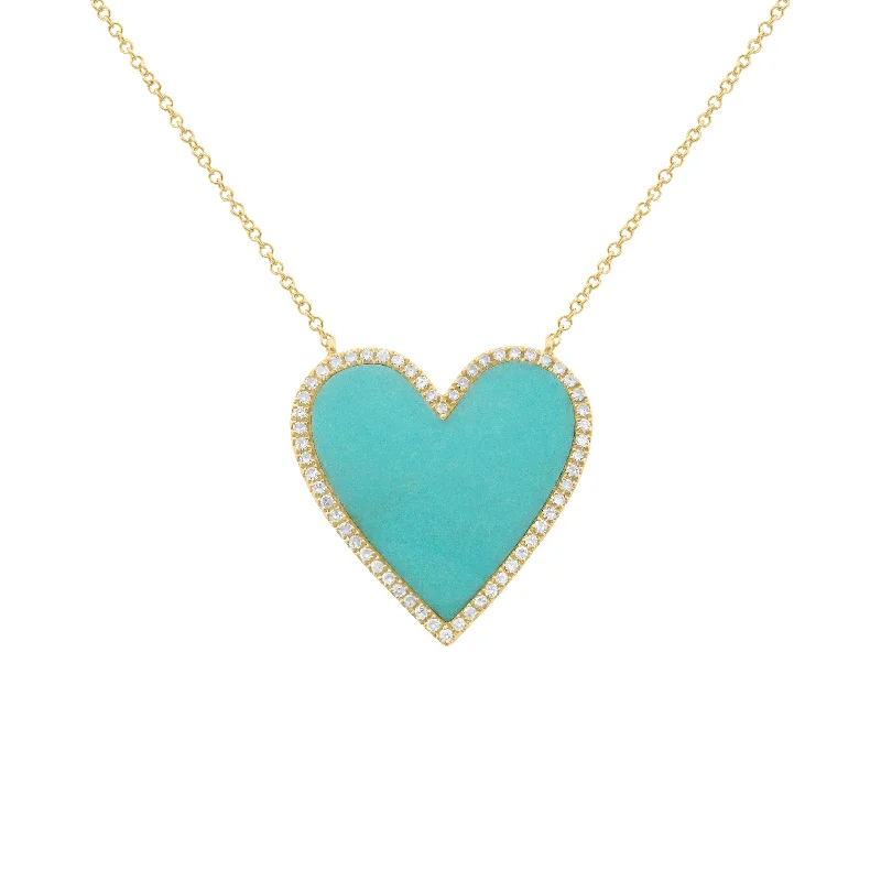 14K GOLD DIAMOND TURQUOISE LARGE HAILEY NECKLACE