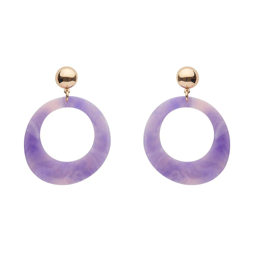 Erstwilder - Statement Marble Resin Circle Earrings - Purple