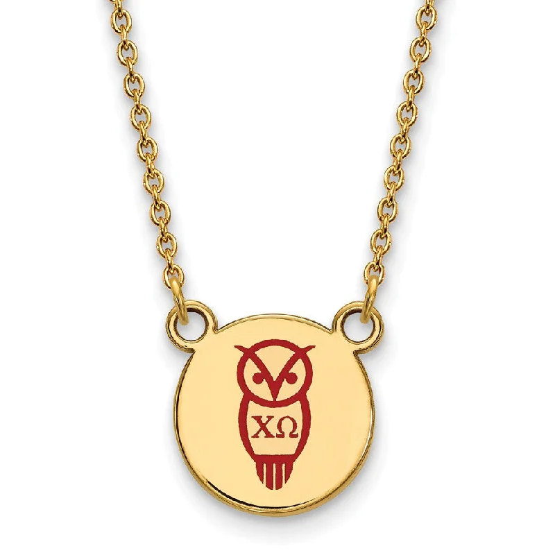 14K Plated Silver Chi Omega Small Enamel Necklace