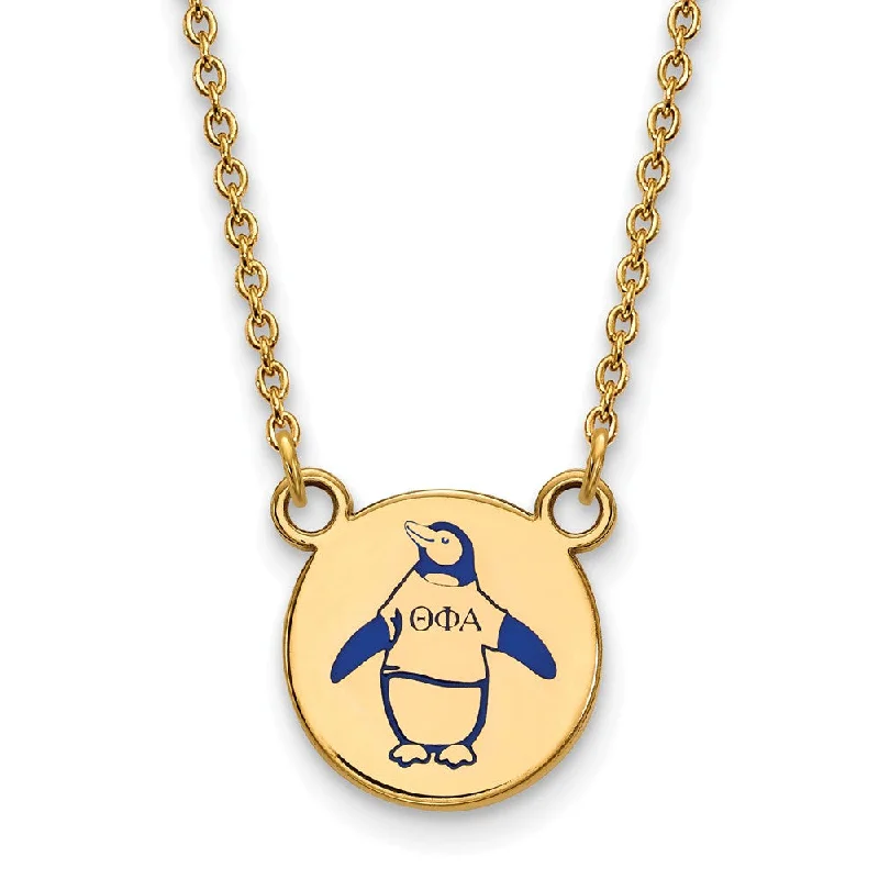 14K Plated Silver Theta Phi Alpha Small Enamel Necklace