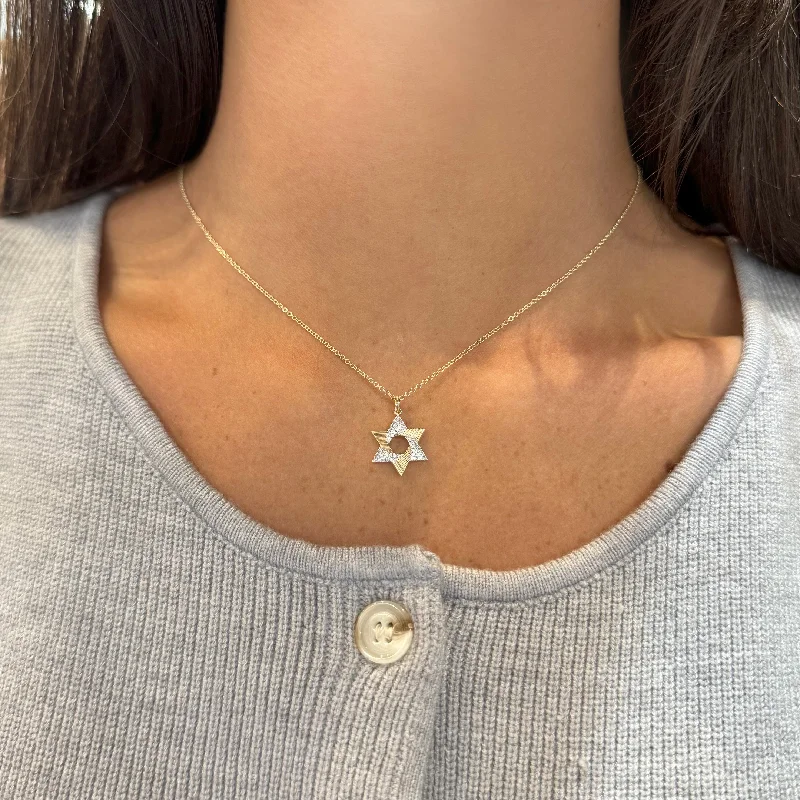 14K GOLD DIAMOND KYLIE STAR OF DAVID NECKLACE