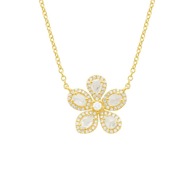 14K GOLD DIAMOND MELINDA FLOWER NECKLACE