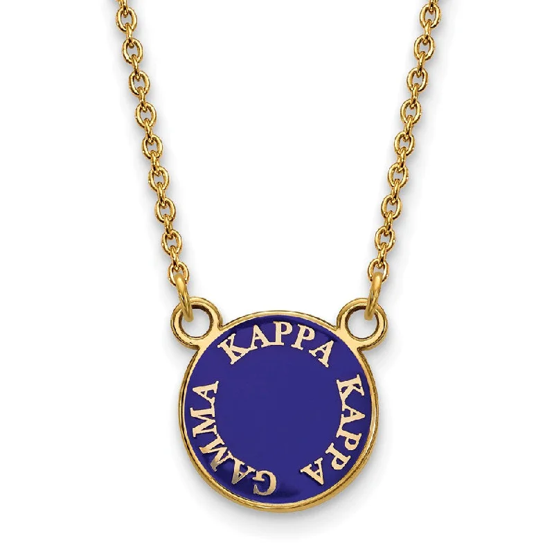 14K Plated Silver Kappa Kappa Gamma Small Enamel Disc Necklace