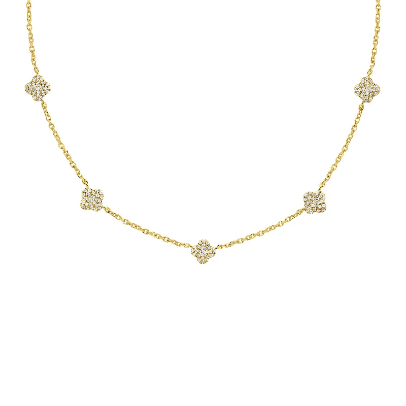 14K GOLD DIAMOND WILLOW CLOVER NECKLACE