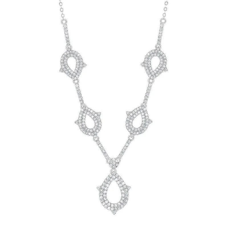 Sterling Silver Y Style Teardrop Bridal Necklace