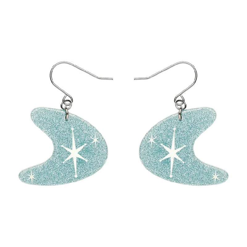 Erstwilder - Atomic Boomerang Glitter Drop Earrings - Blue