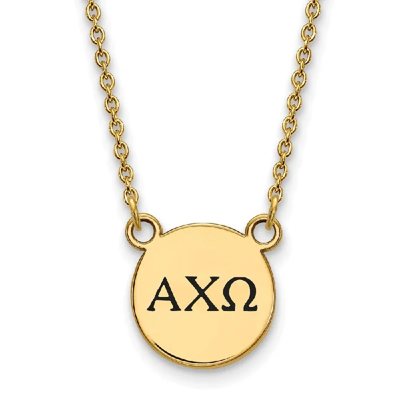 14K Plated Silver Alpha Chi Omega Small Enamel Greek Letters Necklace