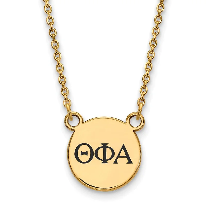 14K Plated Silver Theta Phi Alpha Small Enamel Greek Letters Necklace