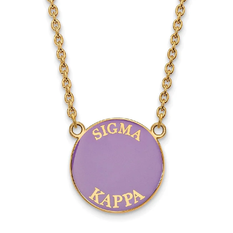 14K Plated Silver Sigma Kappa Large Enamel Disc Necklace