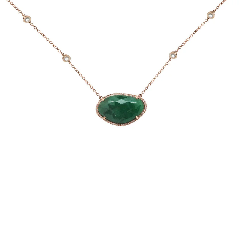 14K GOLD DIAMOND EMMA EMERALD NECKLACE