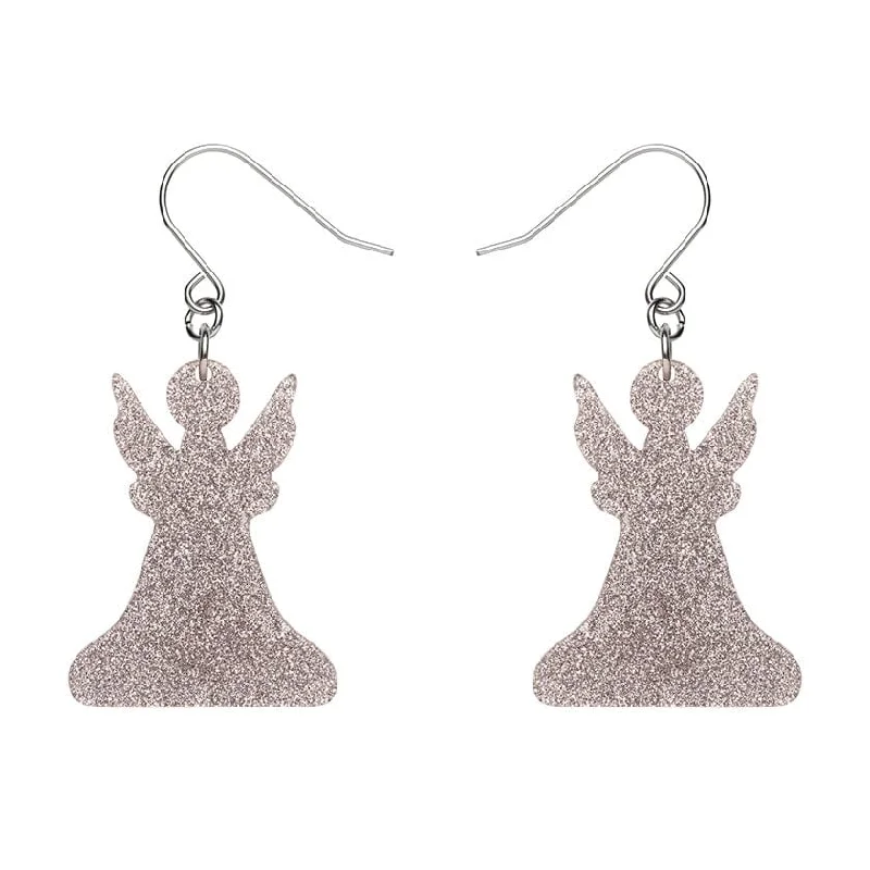 Erstwilder - Angel Glitter Drop Earrings - Silver