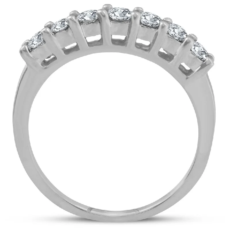 Pompeii3 14k White Gold 1/2 ct TDW Diamond 7-Stone Wedding Ring Womens Anniversary Band