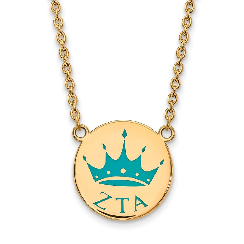 14K Plated Silver Zeta Tau Alpha Small Enamel Necklace