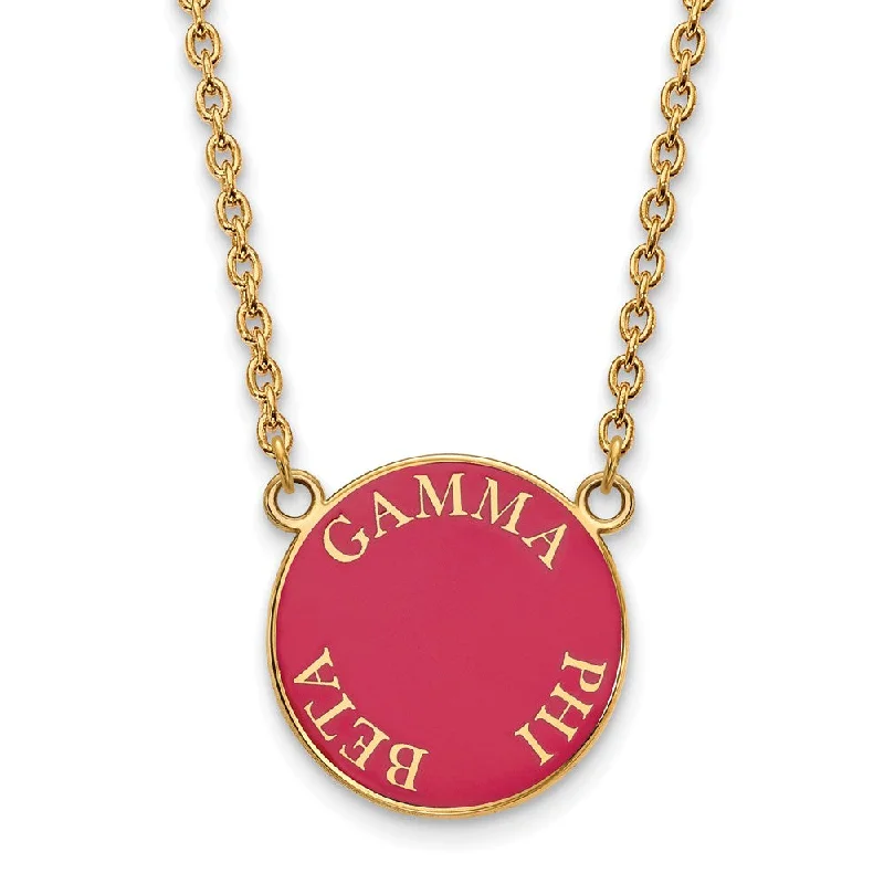 14K Plated Silver Gamma Phi Beta Large Enamel Disc Necklace