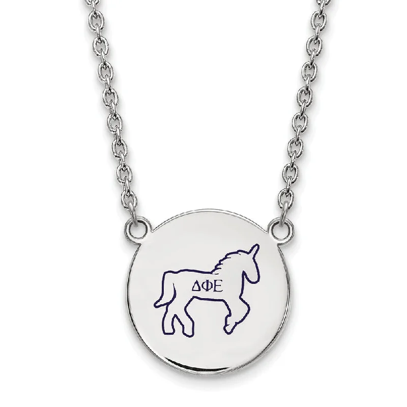 Sterling Silver Delta Phi Epsilon Large Enamel Necklace