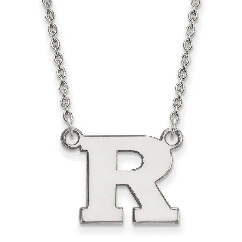 Sterling Silver Rutgers Small Initial R Pendant Necklace