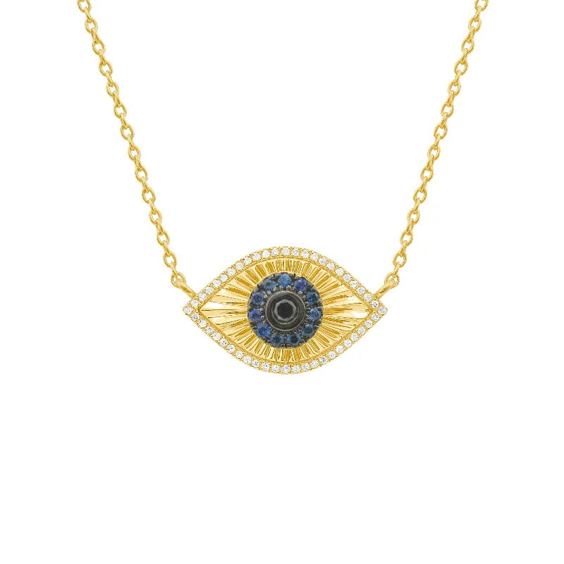 14K GOLD DIAMOND BLACK DIAMOND AND SAPPHIRE LANA EYE NECKLACE