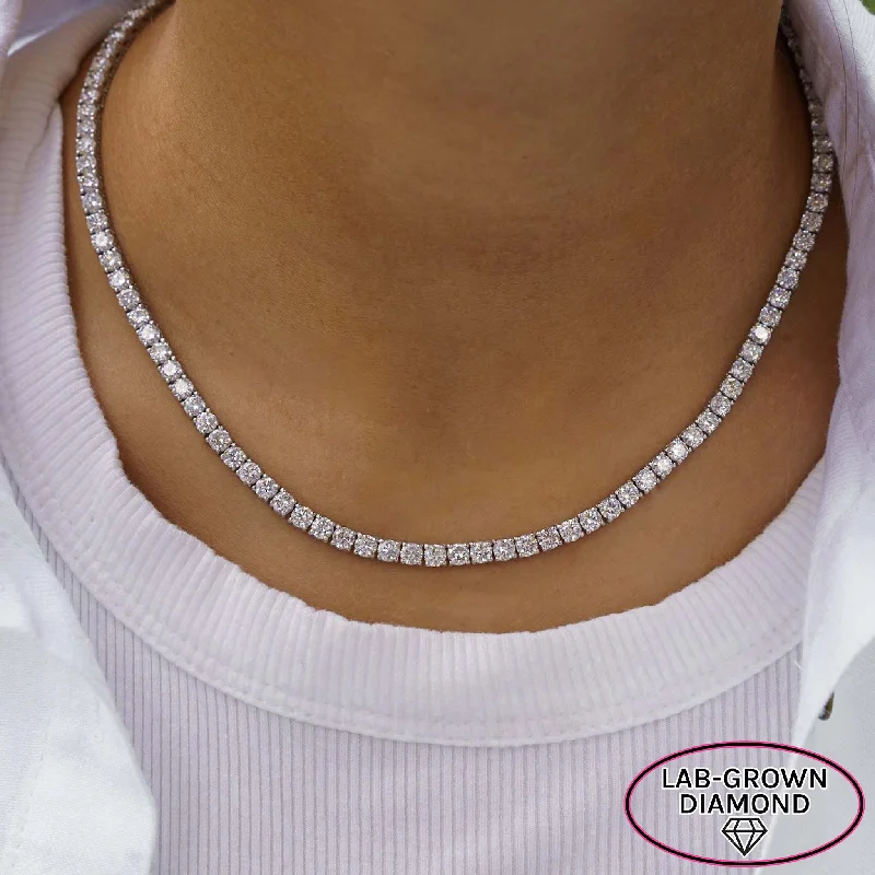 14K GOLD 16.00 CT LAB GROWN DIAMOND TENNIS NECKLACE