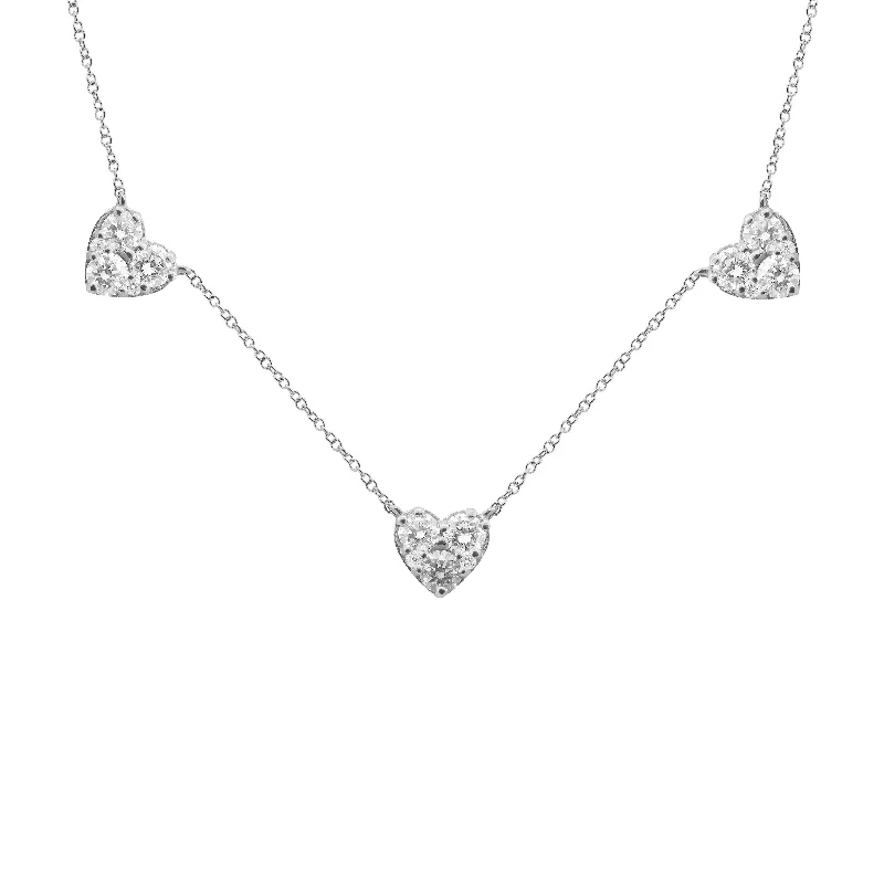 14K GOLD DIAMOND 3 HEART JANEY NECKLACE