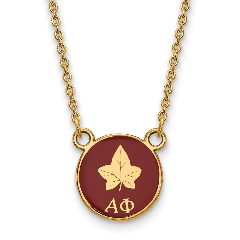 14K Plated Silver Alpha Phi Small Enamel Logo Necklace