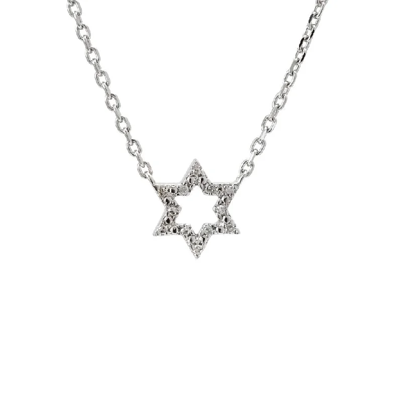 STERLING SILVER DIAMOND STAR OF DAVID NECKLACE