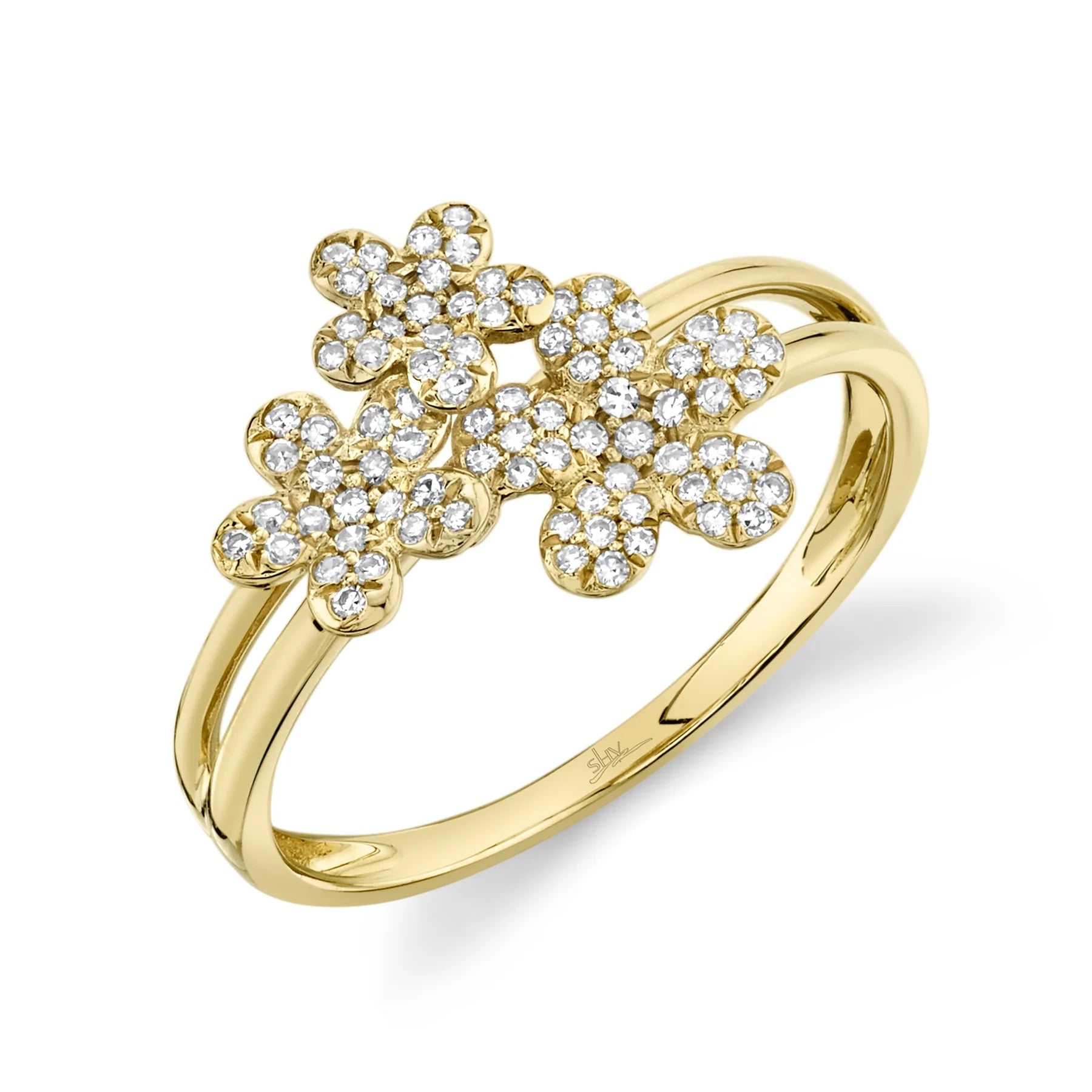 14K GOLD DIAMOND SIENNA FLOWER RING