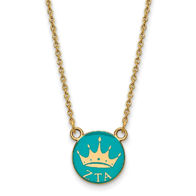 14K Plated Silver Zeta Tau Alpha Small Enamel Logo Necklace