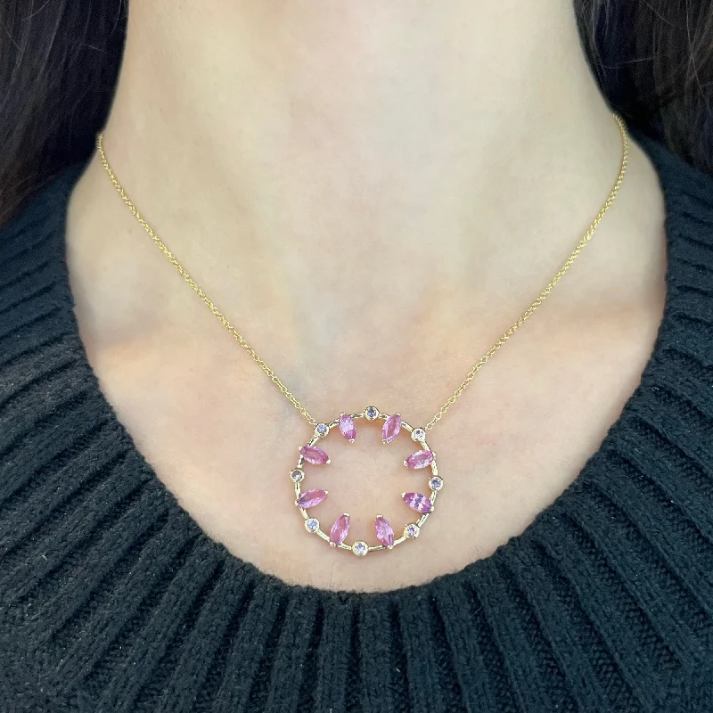 14K GOLD PINK SAPPHIRE SABRINA NECKLACE