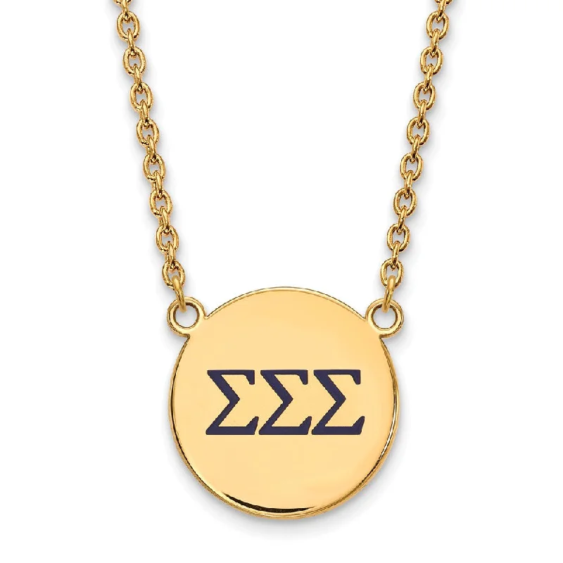 14K Plated Silver Sigma Sigma Sigma Large Enamel Necklace