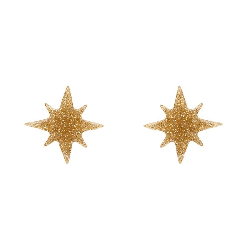 Erstwilder - Atomic Star Glitter Stud Earrings - Gold