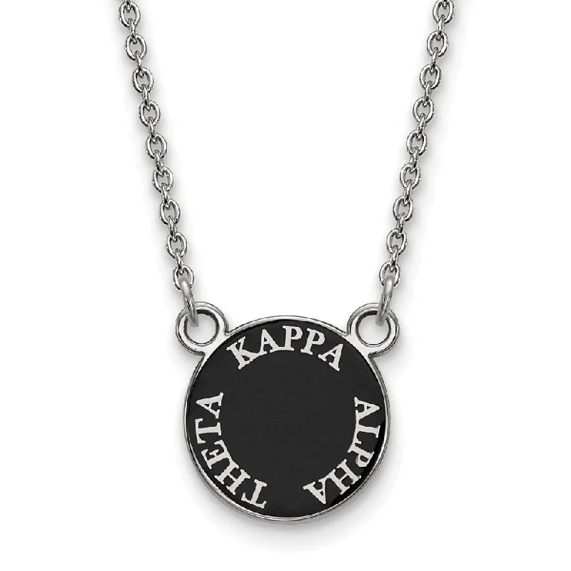 Sterling Silver Kappa Alpha Theta Small Enamel Disc Necklace