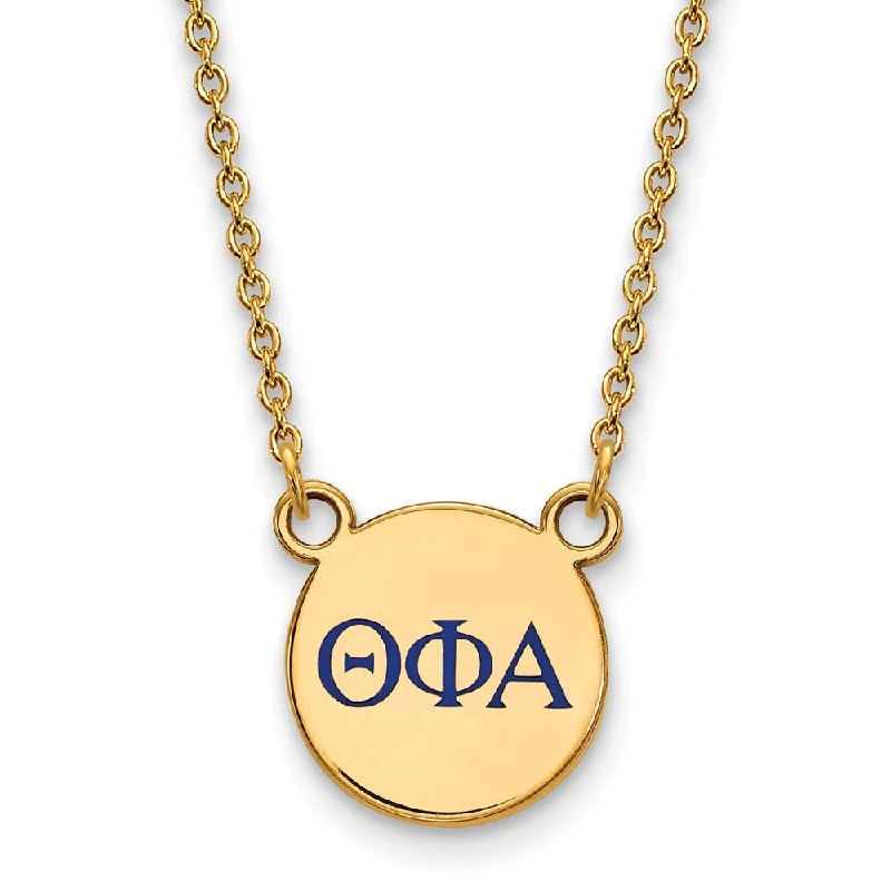 14K Plated Silver Theta Phi Alpha Small Blue Enamel Greek Necklace