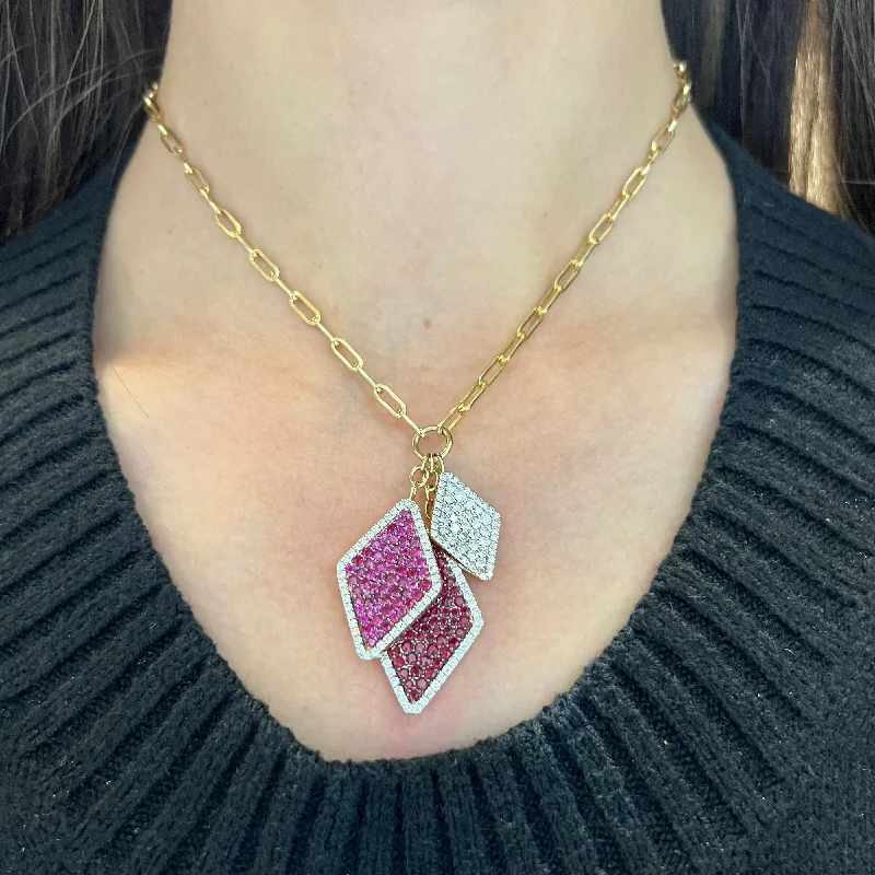 14K GOLD DIAMOND RUBY ROXY NECKLACE