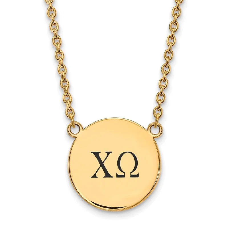 14K Plated Silver Chi Omega Large Enamel Greek Letters Necklace