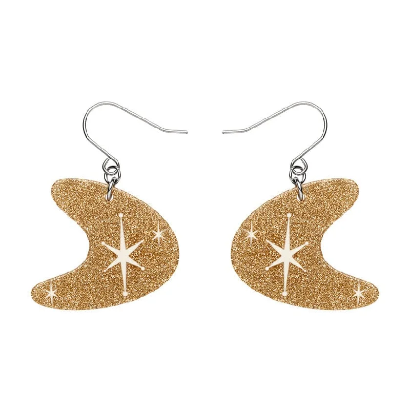 Erstwilder - Atomic Boomerang Glitter Drop Earrings - Gold