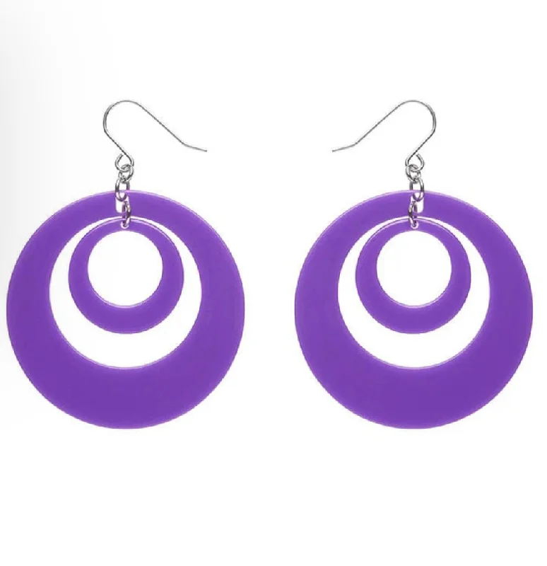 Erstwilder - Double Hoop Solid Drop Earrings - Purple