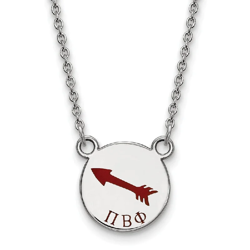 Sterling Silver Pi Beta Phi Small Enamel Necklace